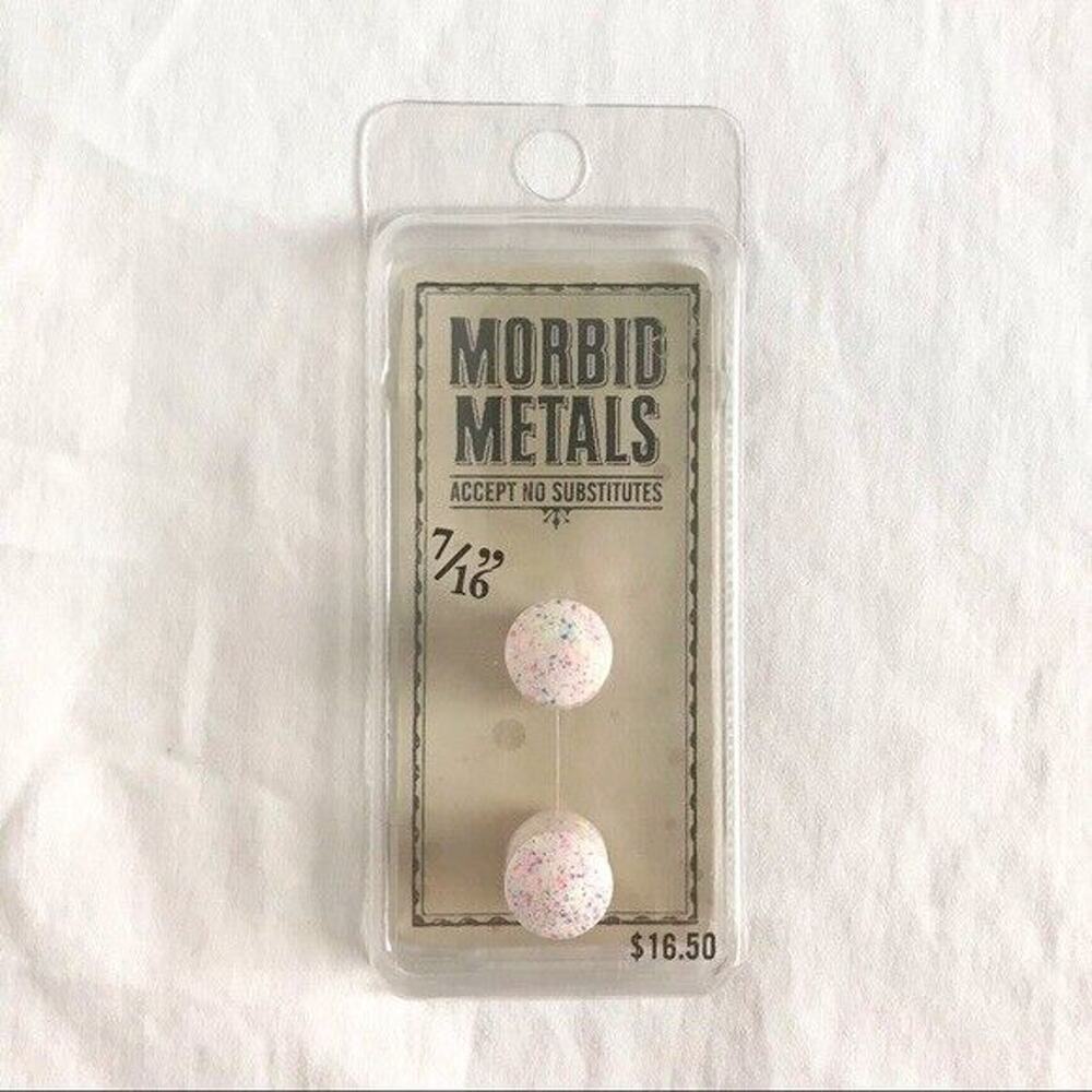 3/$20 Morbid Metals NEW 7/16" Acrylic Rainbow Splat White Plugs Jewelry Gauges